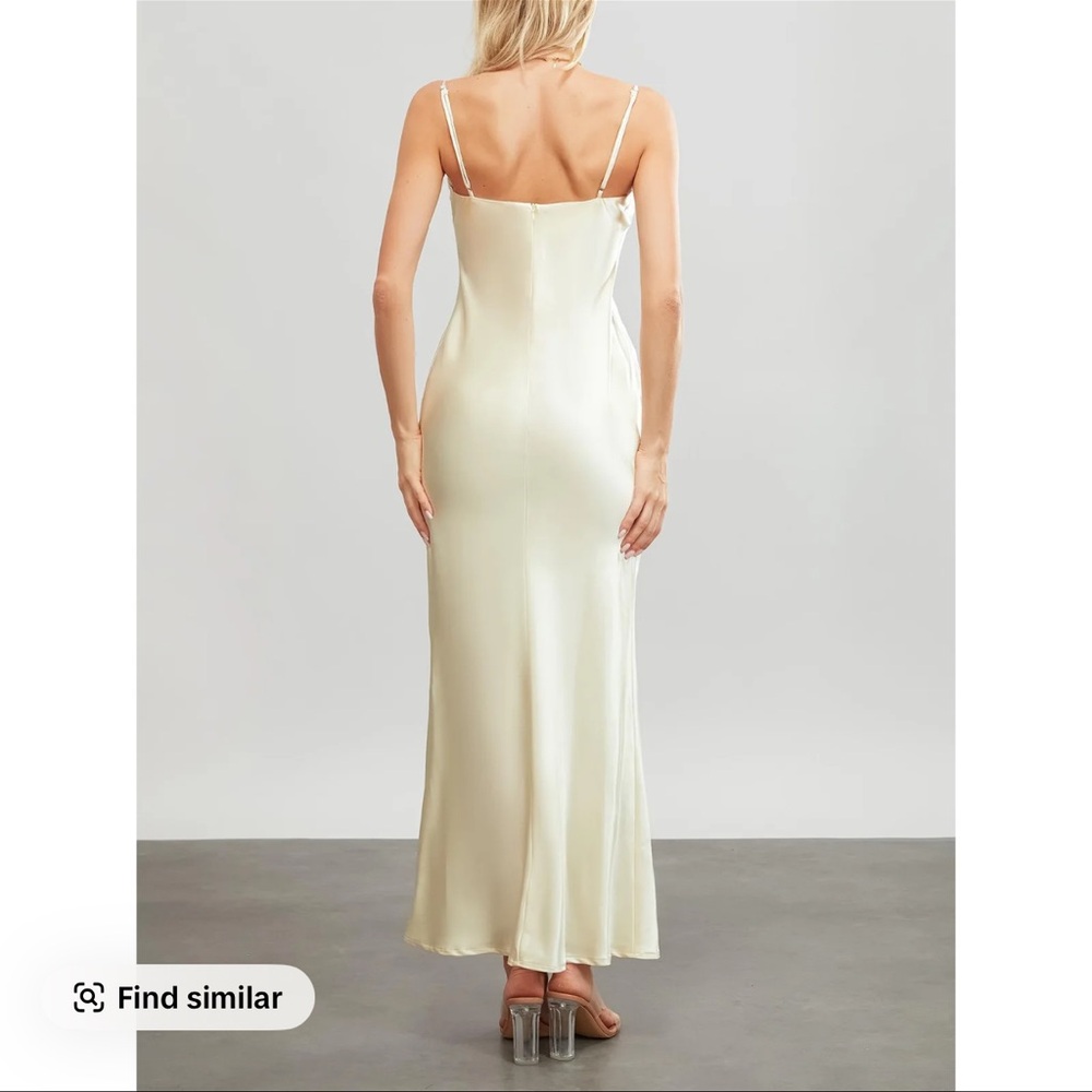 Silky cowl neck maxi dress sleeveless cami strap cream - Picture 3 of 3